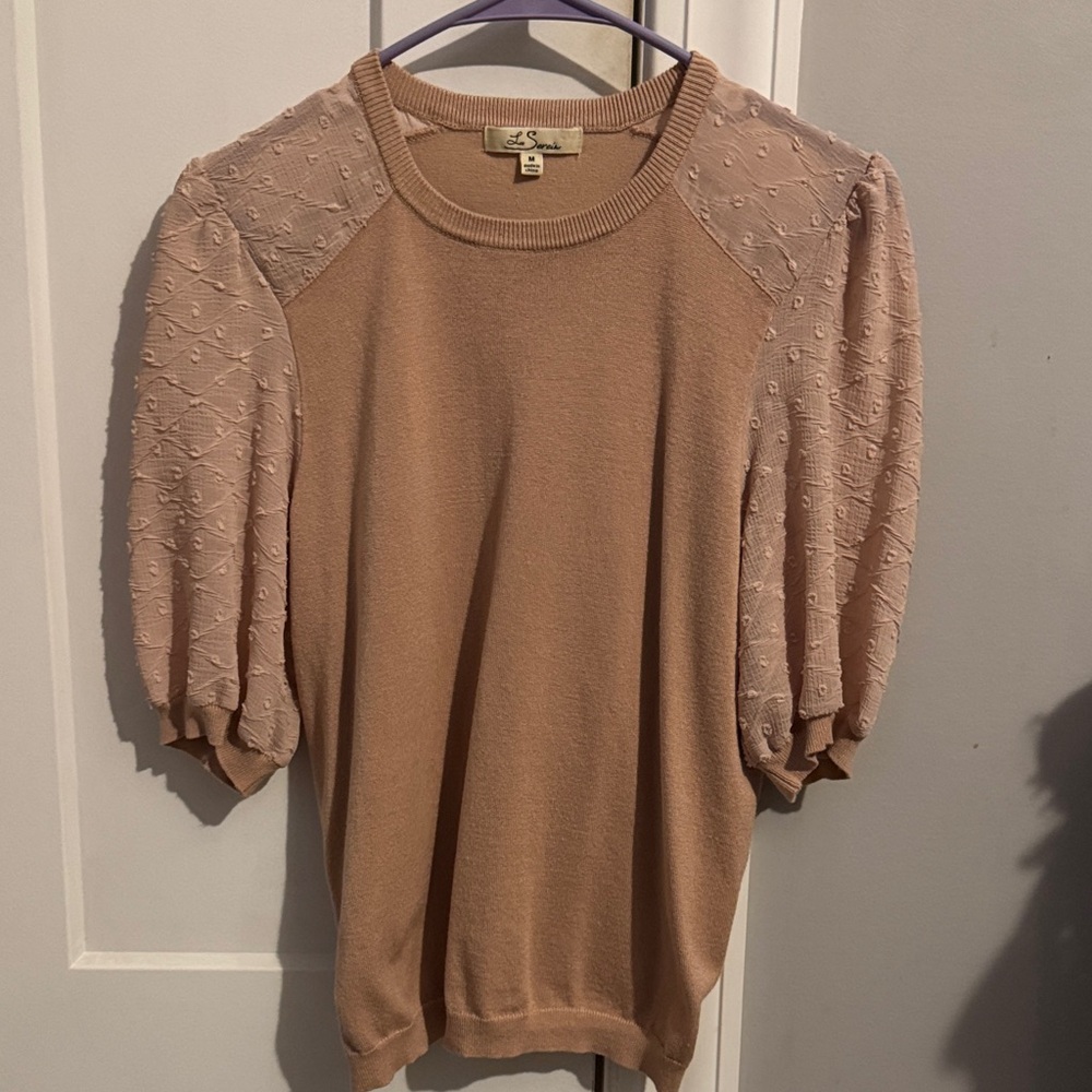 Chic Tan Puff Sleeve Blouse